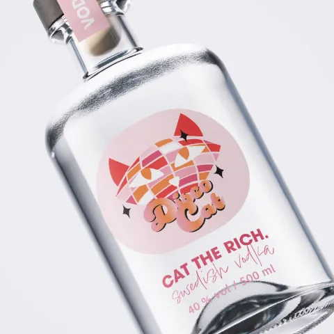 Disco Cat Vodka Bottle