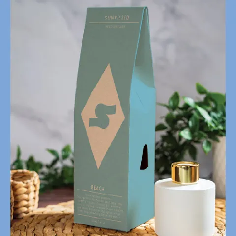 a mockup of a blue product design that says S