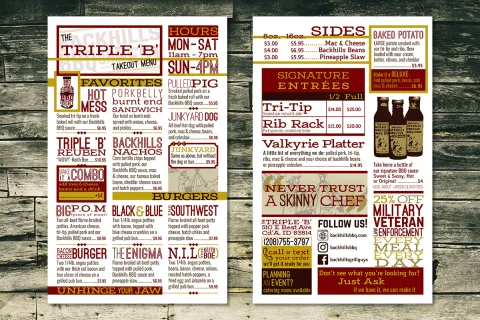 image of Triple 'B' Takeout menu