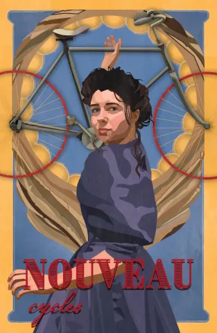 Woman holding a bicycle