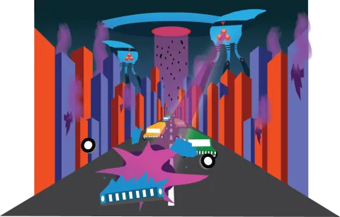 Alien Invasion Illustration Poster